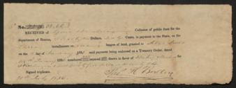 Receipt for payment to the state of Texas for one league of land