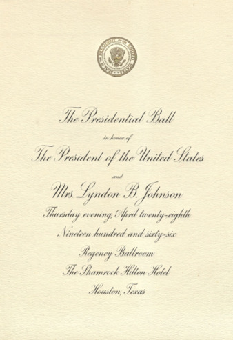 Presidential Ball program and menu