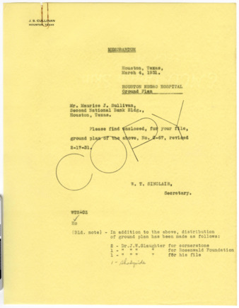 Memorandum from W. T. Sinclair to Maurice J. Sullivan