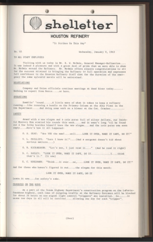 Shelletter, No. 65, January 9, 1963