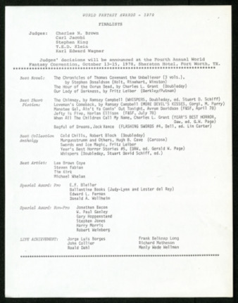 World Fantasy Awards 1978
