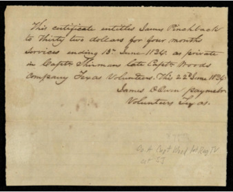 Scrip for James Pinchback