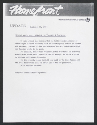 Homefront, September 10, 1980, Update