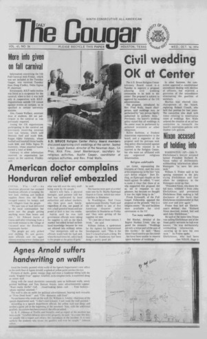 The Daily Cougar. Vol. 41, No. 26, October 16, 1974.