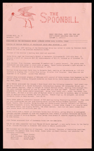 The Spoonbill, Vol. 19, No. 8, December 1970