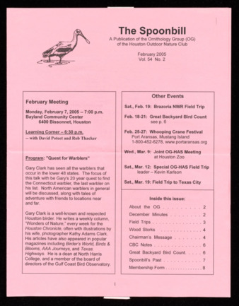 The Spoonbill, Vol. 54, No. 2, February 2005