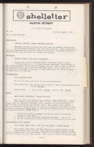 Shelletter, No. 134, August 1, 1963