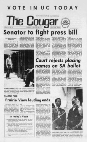 The Daily Cougar. Vol. 39, No. 87, March 22, 1973.