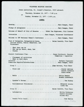 Volunteer Briefing Sessions agenda
