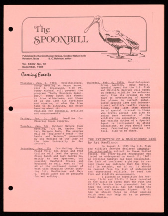 The Spoonbill, Vol. 34, No. 12, December 1985
