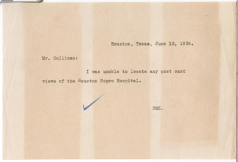 Letter from C. M. Zimmer to Mr. Cullinan, 1936 June 10