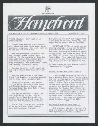 Homefront, August 21, 1985