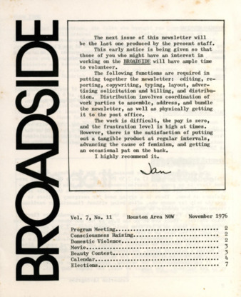 Broadside, Vol. 7, No. 11, November 1976