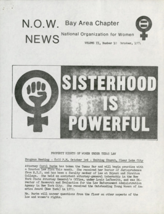 NOW News Bay Area Chapter, Vol. 2, No. 10, October 1974