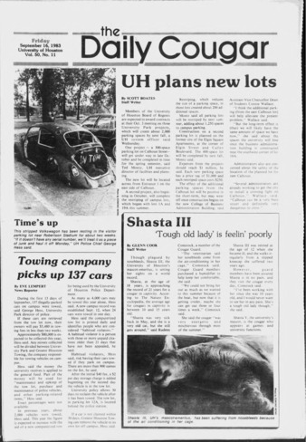 The Daily Cougar. Vol. 50, No. 11, September 16, 1983.