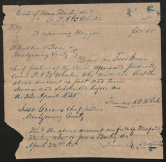 Creditor’s oath to the estate of James Bailey