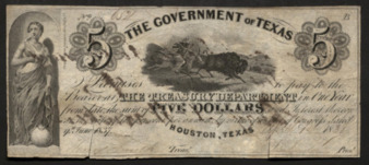 Government of Texas $5 monetary bill