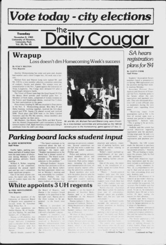The Daily Cougar. Vol. 50, No. 40, November 8, 1983.