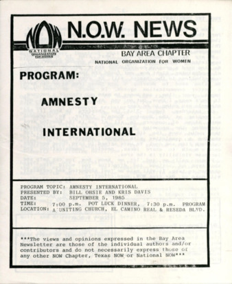 NOW News Bay Area Chapter, September 1985