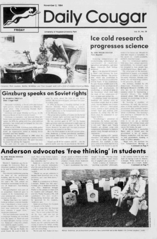 The Daily Cougar. Vol. 51, No. 39, November 2, 1984.