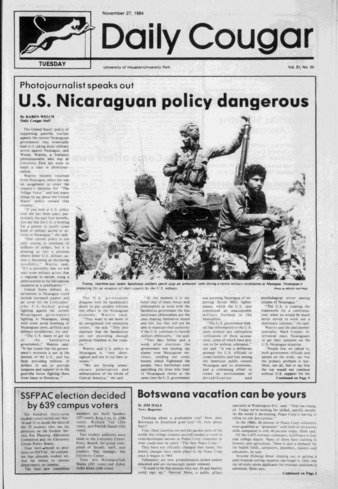 The Daily Cougar. Vol. 51, No. 50, November 27, 1984.