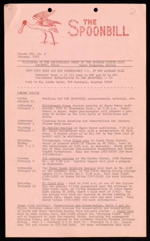 The Spoonbill, Vol. 30, No. 9, January 1982