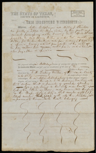 Deed transferring a parcel of land from Anton Molsberger to E. H. Lieling
