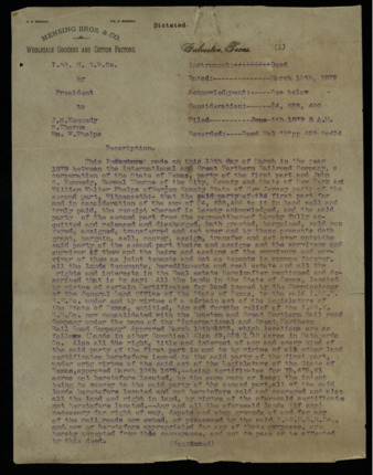 Copy of abstract of title and deed of purchase bought from New York and Texas Land Company