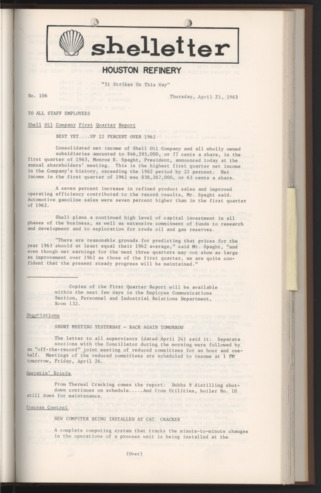 Shelletter, No. 106, April 25, 1963