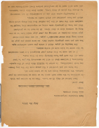 Letter from M. J. Sullivan to York Products Corporation, 1926 July 26
