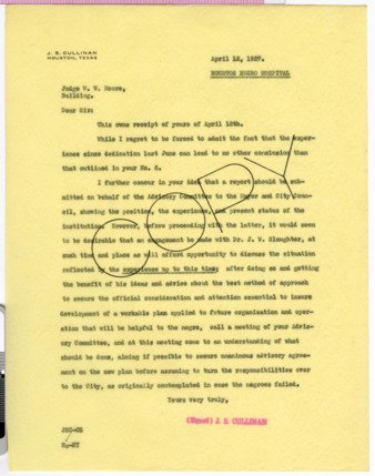 Letter from J. S. Cullinan to W. W. Moore, 1927 April 12