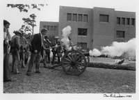 Dan Richardson firing a cannon during Frontier Fiesta