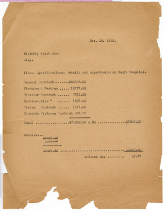 Statement detailing expenditures and balance due