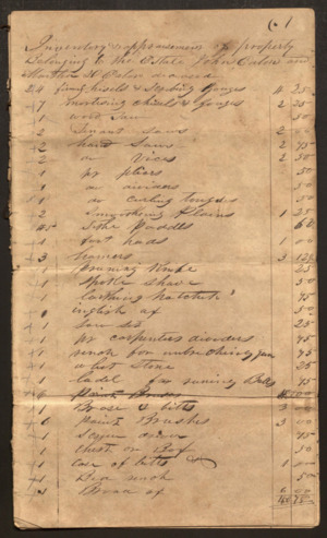 Inventory and appraisement of the estate of John and Martha Eaton by E. W. Perry