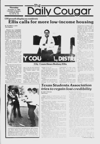 The Daily Cougar. Vol. 50, No. 46, November 17, 1983.