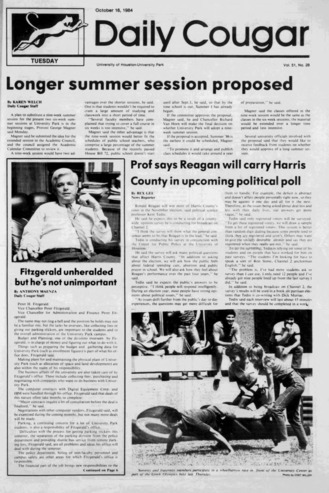 The Daily Cougar. Vol. 51, No. 28, October 16, 1984.