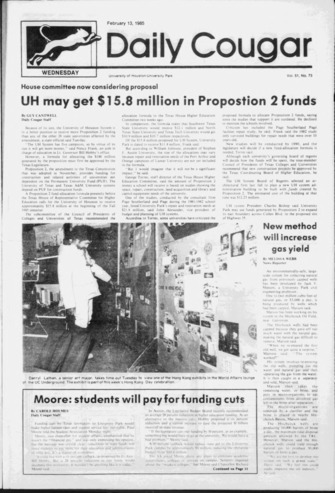 The Daily Cougar. Vol. 51, No. 73, February 13, 1985.
