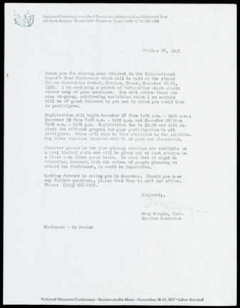 International Women's Year Conference Houston information packet