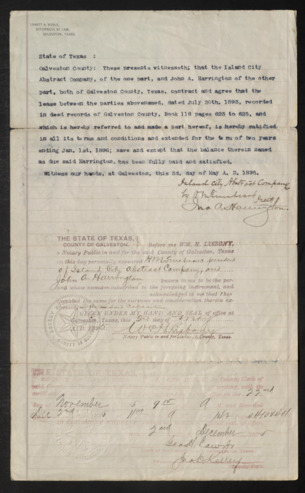 Lease agreement between John A. Harrington and the Island City Abstract Company