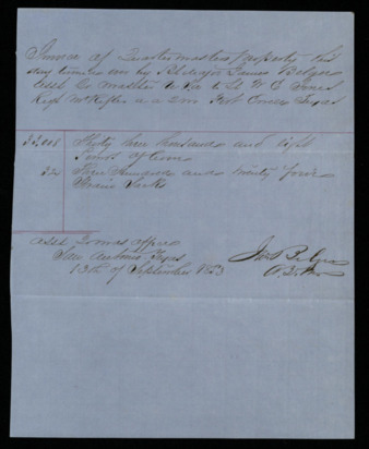 Invoice for quarter master property delivered to Fort Ewell