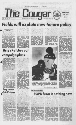 The Daily Cougar. Vol. 40, No. 71, February 8 - 10, 1974.