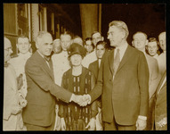USS Houston naming announcement, arrival of Navy Secretary Curtis D. Wilbur at Southern Pacific Station