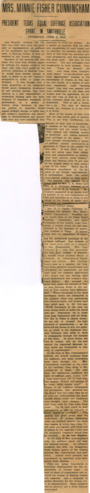 Mrs. Minnie Fisher Cunningham, President Texas Equal Suffrage Association Spoke in Smithville