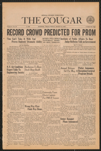 The Cougar, Vol. 6, No. 22, March 15, 1940