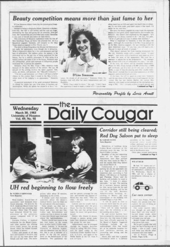 The Daily Cougar. Vol. 49, No. 92, March 30, 1983.