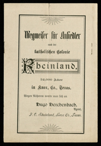 Wegweiser fur Anfiedler nach der katholischen colonie: Rheinland