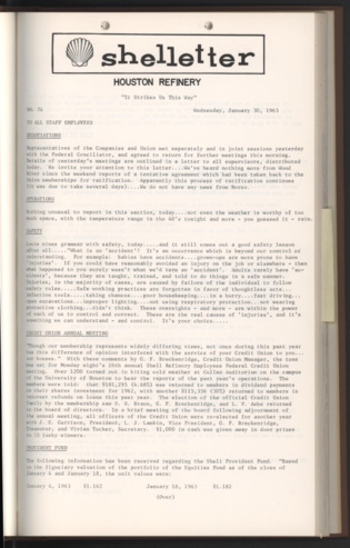 Shelletter, No. 74, January 30, 1963 