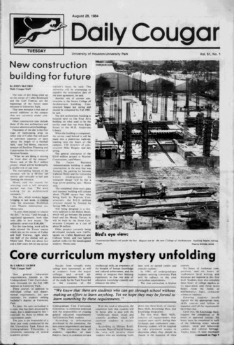 The Daily Cougar. Vol. 51, No. 1, August 28, 1984.