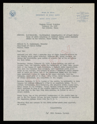 Letter from Hill Foreman to Colonel Horace H. Carmichael, 1938 February 23