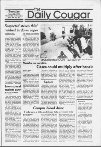 The Daily Cougar. Vol. 49, No. 87, March 22, 1983.